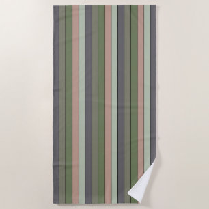 Pistachio Nut Shell Green Peach Purple Stripes Beach Towel