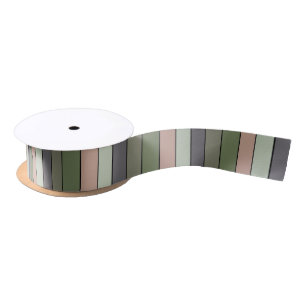 Pistachio Nut Shell Green Peach Purple Stripes  Satin Ribbon