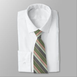 Pistachio Nut Shell Green Peach Purple Stripes  Tie