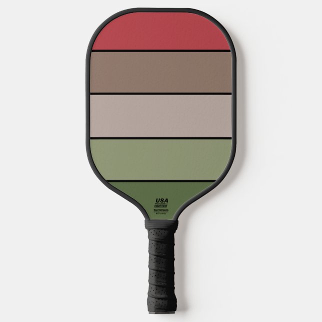 Pistachio Nut Shell Green Red Brown Stripes  Pickleball Paddle (Front)