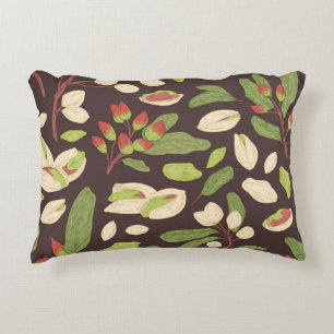 Pistachio Nuts: Black Hand-Drawn Seamless. Decorative Cushion