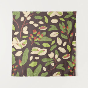 Pistachio Nuts: Black Hand-Drawn Seamless. Tapestry