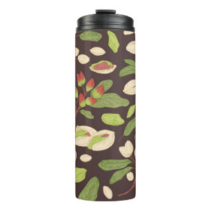 Pistachio Nuts: Black Hand-Drawn Seamless. Thermal Tumbler