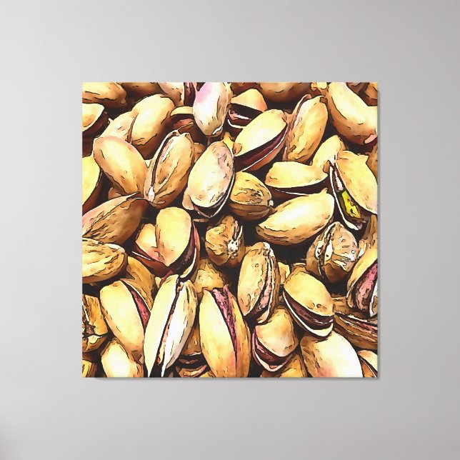 Pistachio Nuts Black Outline Art Canvas Print (Front)