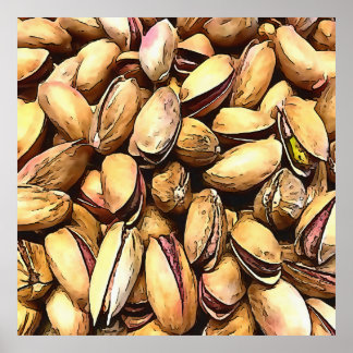 Pistachio Nuts Black Outline Art Poster