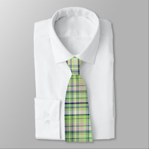 Pistachio Pink Navy Wht Preppy Madras Tie