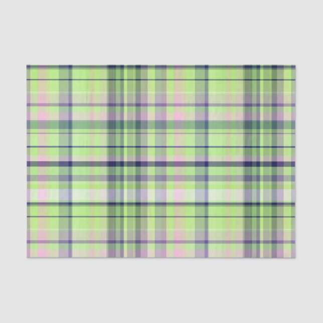 Pistachio Pink Navy Wht Preppy Madras Tissue Paper (Front)