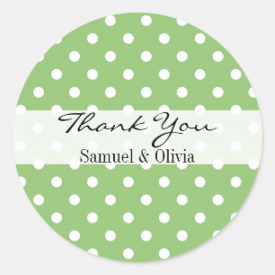 Pistachio Round Custom Polka Dotted Thank You Classic Round Sticker