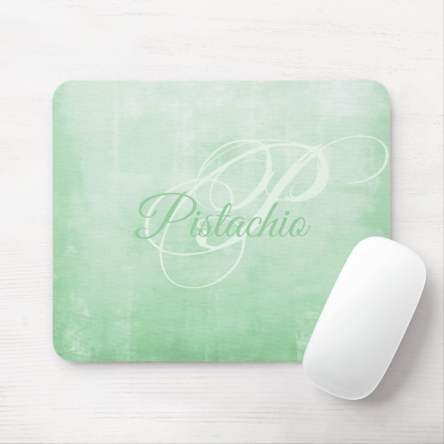 Pistachio soft Grey rustic Abstract monogram Mouse Mat (With Mouse)