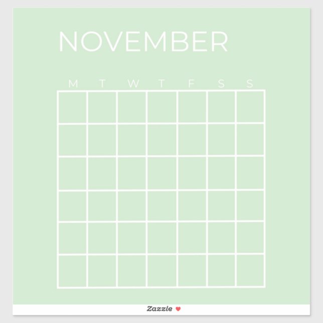 Pistachio Undated November Calendar Planner (Sheet)