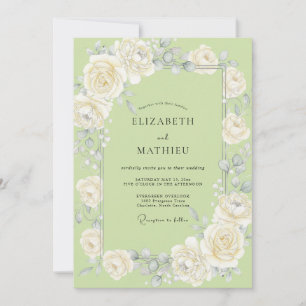 Pistachio Wreath Wedding Invitation