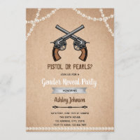 Pistol or pearl gender reveal invitation