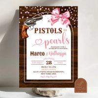 Pistol or Pearls Gender Reveal Invitation