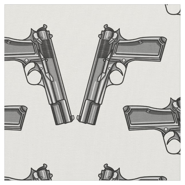 Pistols, Handgun Illustration Fabric (Close Up)
