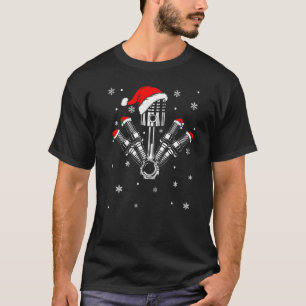 Piston Auto Plug Santa Hat Bike Car Mechanic Chris T-Shirt