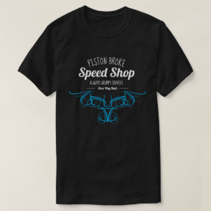 Piston Broke Speed Shop Funny Blue Pinstripes T-Shirt