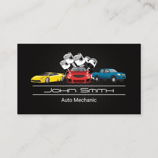 Piston Car Engine | Automobiles  Business Card (Front)