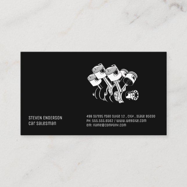 Piston Car Engine Business Card (Front)