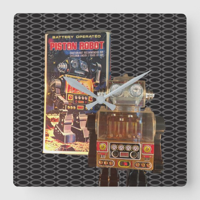 Piston Robot - Retro Wall Clock (Front)