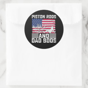 Piston Rods And Dad Bods Mechanic Usa 4th Of July Classic Round Sticker