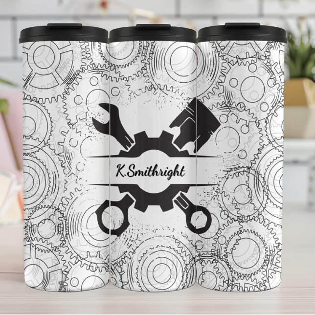 Piston Wrench Gear Mechanic Outline Thermal Tumbler (Creator Uploaded)