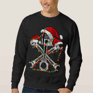 Piston Wrench Santa Hat Christmas Lights Bike Car Sweatshirt
