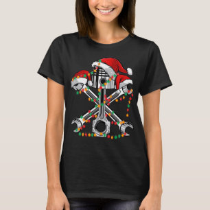 Piston Wrench Santa Hat Christmas Lights Bike Car T-Shirt