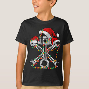 Piston Wrench Santa Hat Christmas Lights Bike Car T-Shirt