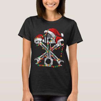 Piston Wrench Santa Hat Christmas Lights Bike Car  T-Shirt