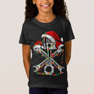 Piston Wrench Santa Hat Christmas Lights Bike Car T-Shirt