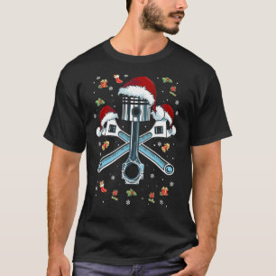 Piston Wrench Santa Hat Funny Bike Car Mechanic Ch T-Shirt