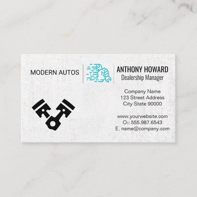 Pistons  | Wrench in Hand Business Card (Front)