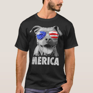 Pit Bull 4th Of July Merica Men American Flag Sung T-Shirt