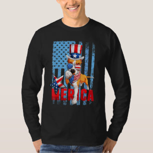 Pit Bull 4th of July Merica Men Women USA Flag Dog T-Shirt