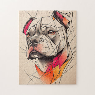 Pit Bull Abstract Portrait Jigsaw Puzzle