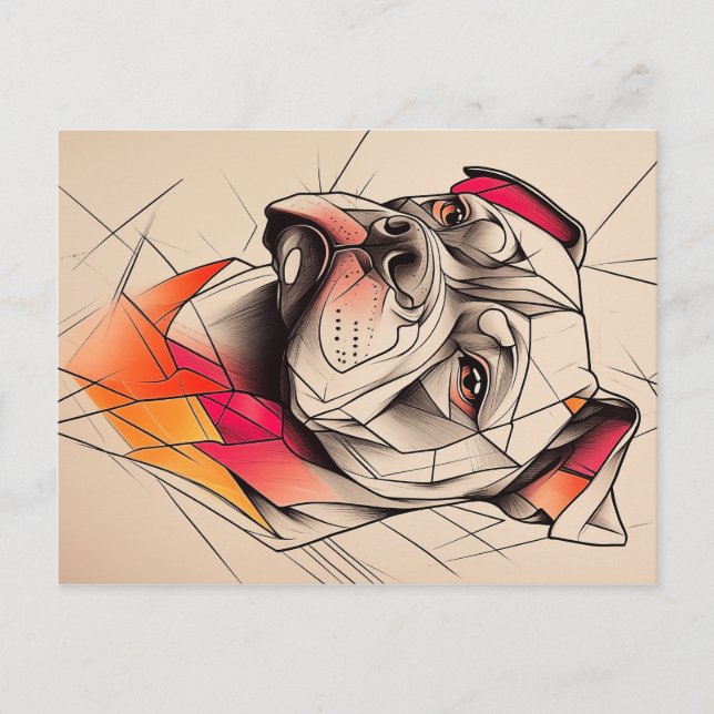 Pit Bull Abstract Portrait  Postcard (Front)