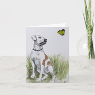 Pit Bull and Butterfly Card
