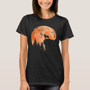 Pit Bull And Moon Silhouette Dog Lover Halloween T-Shirt