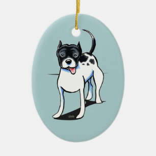 Pit Bull APBT Black White Ceramic Tree Decoration