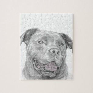 Pit Bull Art Drawing Jigsaw Puzzle