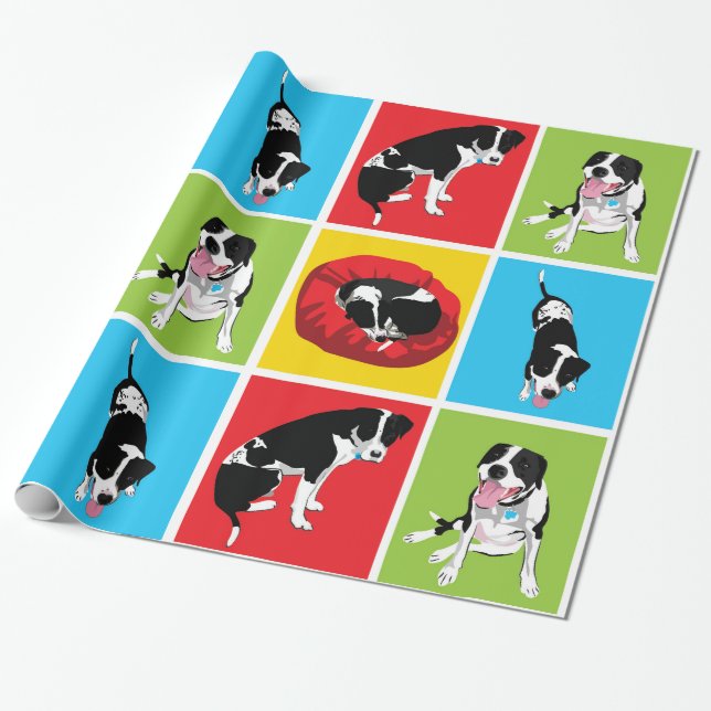 Pit bull at home wrapping paper (Unrolled)