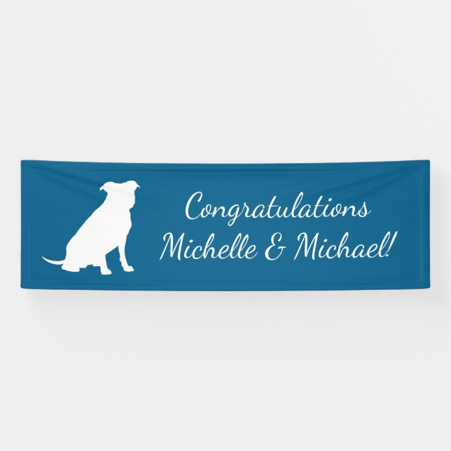 Pit Bull Baby Shower Dog Pitbull Blue Boy Banner (Horizontal)