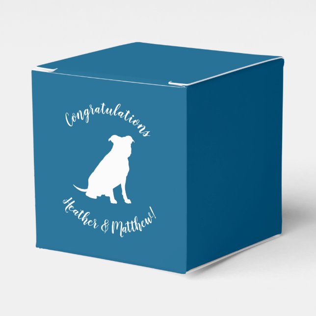 Pit Bull Baby Shower Dog Pitbull Blue Boy Favour Box (Front Side)