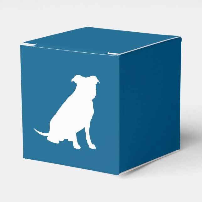 Pit Bull Baby Shower Dog Pitbull Blue Boy Favour Box (Front Side)