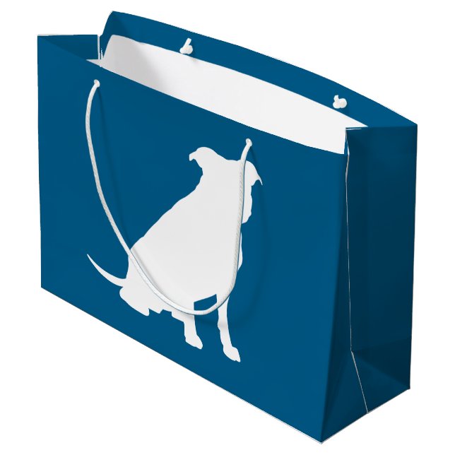 Pit Bull Baby Shower Dog Pitbull Blue Boy Large Gift Bag (Back Angled)