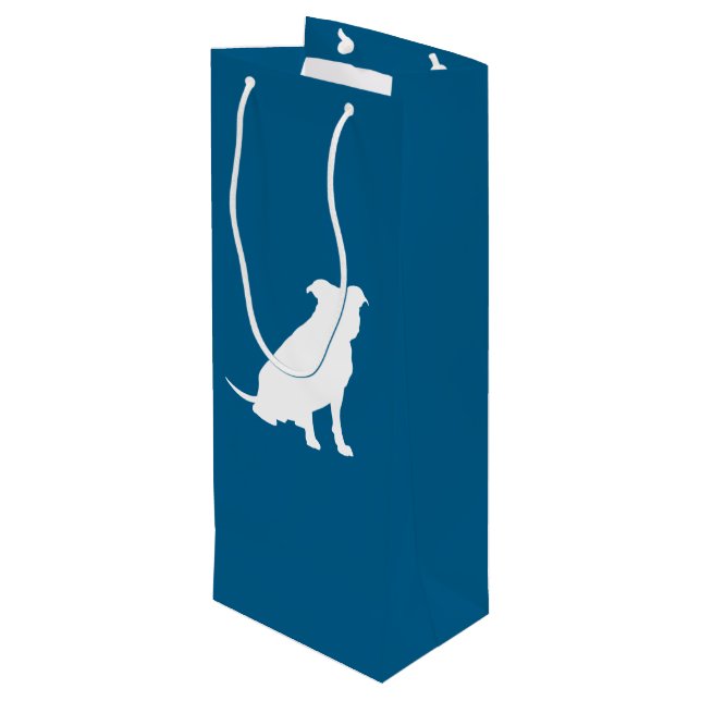 Pit Bull Baby Shower Dog Pitbull Blue Boy Wine Gift Bag (Back Angled)