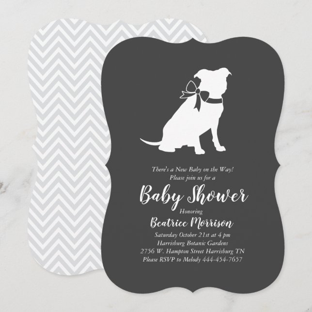 Pit Bull Baby Shower Gender Neutral Pitbull Invitation (Front/Back)
