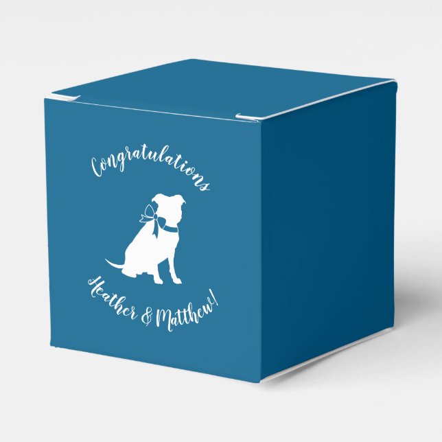 Pit Bull Baby Shower Pitbull Dog Blue Boy Favour Box (Front Side)