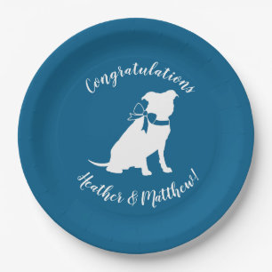 Pit Bull Baby Shower Pitbull Dog Blue Boy Paper Plate