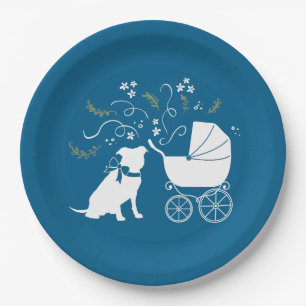 Pit Bull Baby Shower Pitbull Dog Blue Boy Paper Plate